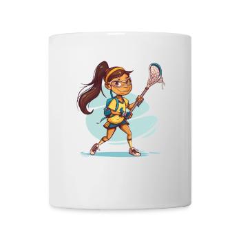 Cartoon Lacrosse Girl - Mug - white - Front