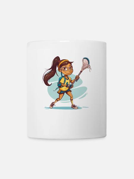 Cartoon Lacrosse Mädchen - Tasse - Weiß