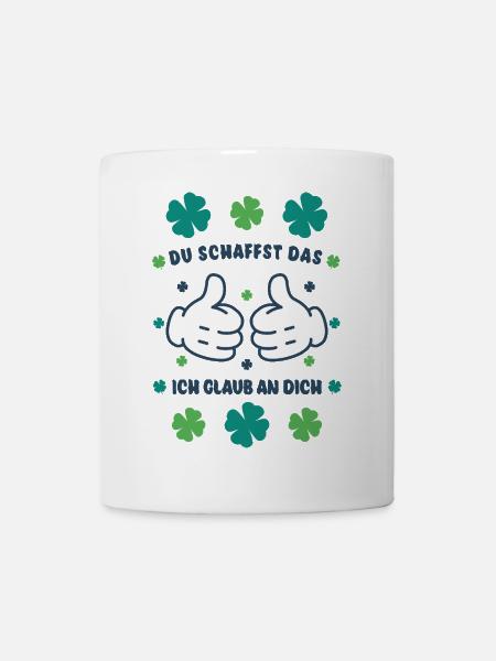 Du schaffst das! Daumen hoch Glücksbringer - Tasse - Weiß