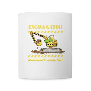 Fun Construction Site Excavator Crocodile Saying Pun - Mug - white - Front