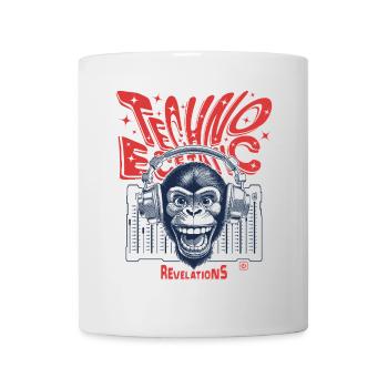 Urban Streetwear Shirt: Monkey in Techno Fever - Mug - white - Front