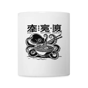 Octopus Eats Ramen Japan Retro Ukiyo-E - Mug - white - Front