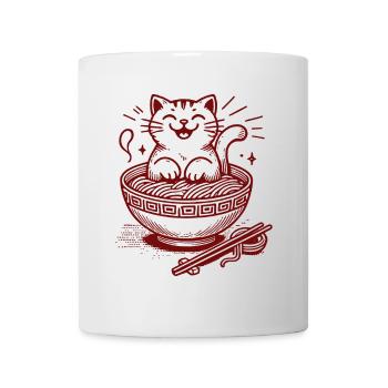 Chat Kawaii Dans Un Bol De Ramen Nouilles Japonaises - Mug blanc - blanc - Devant