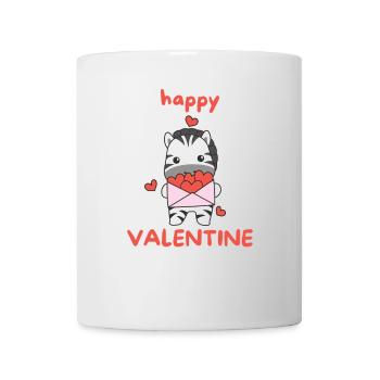 Zebra zum Valentinstag süße Tiere mit Herzen - Tasse - Weiß - Vorne