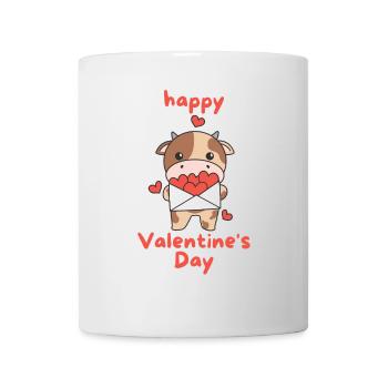 Kuh zum Valentinstag süße Tiere mit Herzen - Tasse - Weiß - Vorne