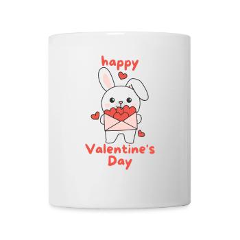 Hase zum Valentinstag süße Tiere mit Herzen - Tasse - Weiß - Vorne