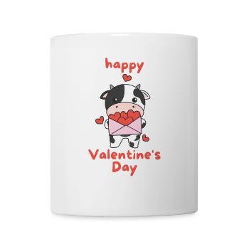 Kuh zum Valentinstag süße Tiere mit Herzen - Tasse - Weiß - Vorne