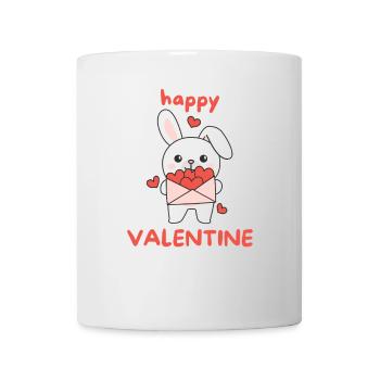 Hase zum Valentinstag süße Tiere mit Herzen - Tasse - Weiß - Vorne
