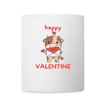 Kuh zum Valentinstag süße Tiere mit Herzen - Tasse - Weiß - Vorne