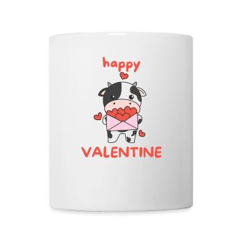 Kuh zum Valentinstag süße Tiere mit Herzen - Tasse - Weiß - Vorne