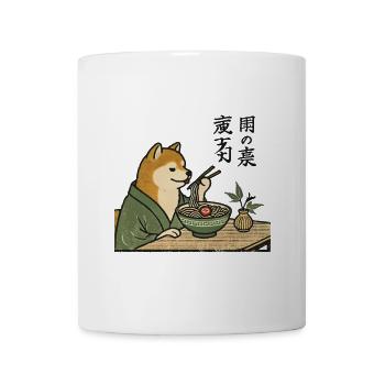 Retro Japan Ukiyo-E Shiba Dog Eats Ramen Noodles - Mug - white - Front