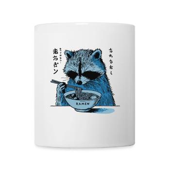 Raccoon Eating Ramen Noodles Ukiyo-e Streetwear - Mug - white - Front