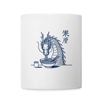 Ukiyo-E Ramen Drache Lustig Kawaii Retro Ästhetik - Tasse - Weiß - Vorne