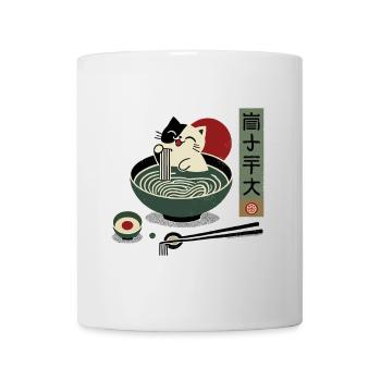 Kawaii Ramen Cat : Nouilles japonaises Ukiyo-E - Mug blanc - blanc - Devant