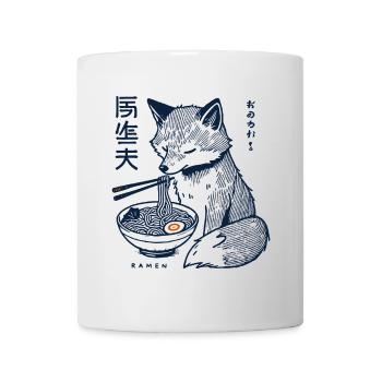 Kitsune Ramen Nouilles Kawaii Rétro Ukiyo-e Fox - Mug blanc - blanc - Devant