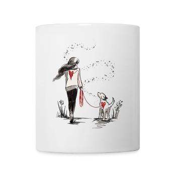 Heart band between man and dog - Mug - white - Front