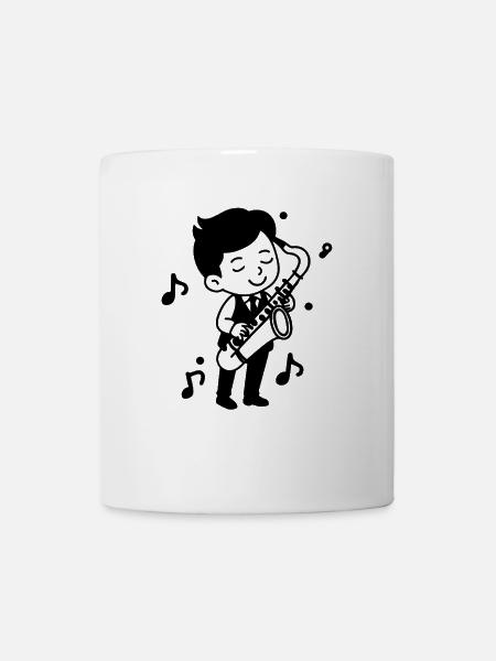 Saxophonist Kind Zeichnung - Tasse - Weiß