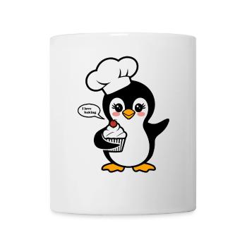 Penguin with chef's hat loves baking - Mug - white - Front