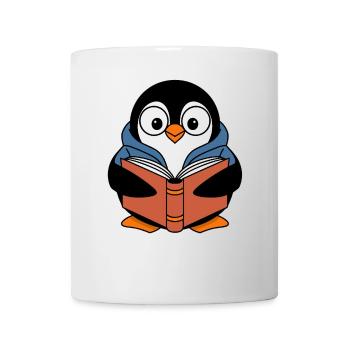 Pingouin avec livre pour rats de bibliothèque - Mug blanc - blanc - Devant
