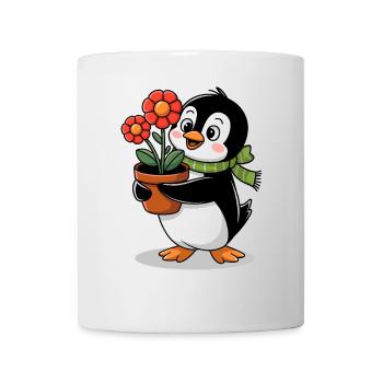 Penguin with flower pot in garden for gardener - Mug - white - Front