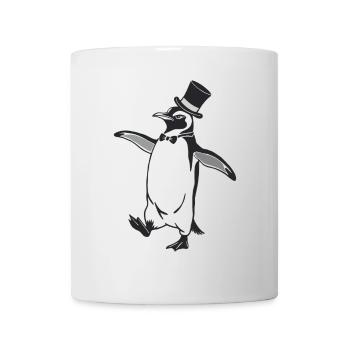 Pingouin élégant avec chapeau haut de forme et nœud papillon - Mug blanc - blanc - Devant