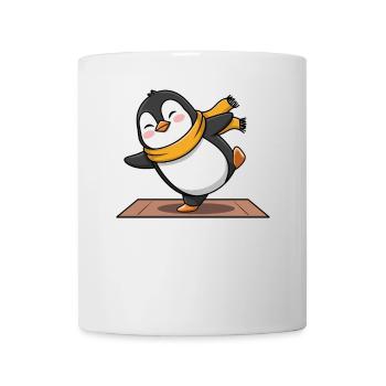 Cheerful penguin on yoga mat - Mug - white - Front