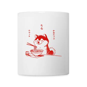 Shiba Hund Ramen Liebe Retro Ukiyo-E Stil - Tasse - Weiß - Vorne
