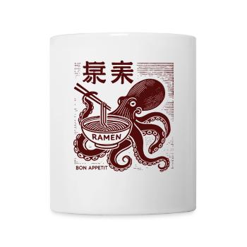 Ukiyo-E Ramen Noodles Octopus Retro Japan Style - Mug - white - Front