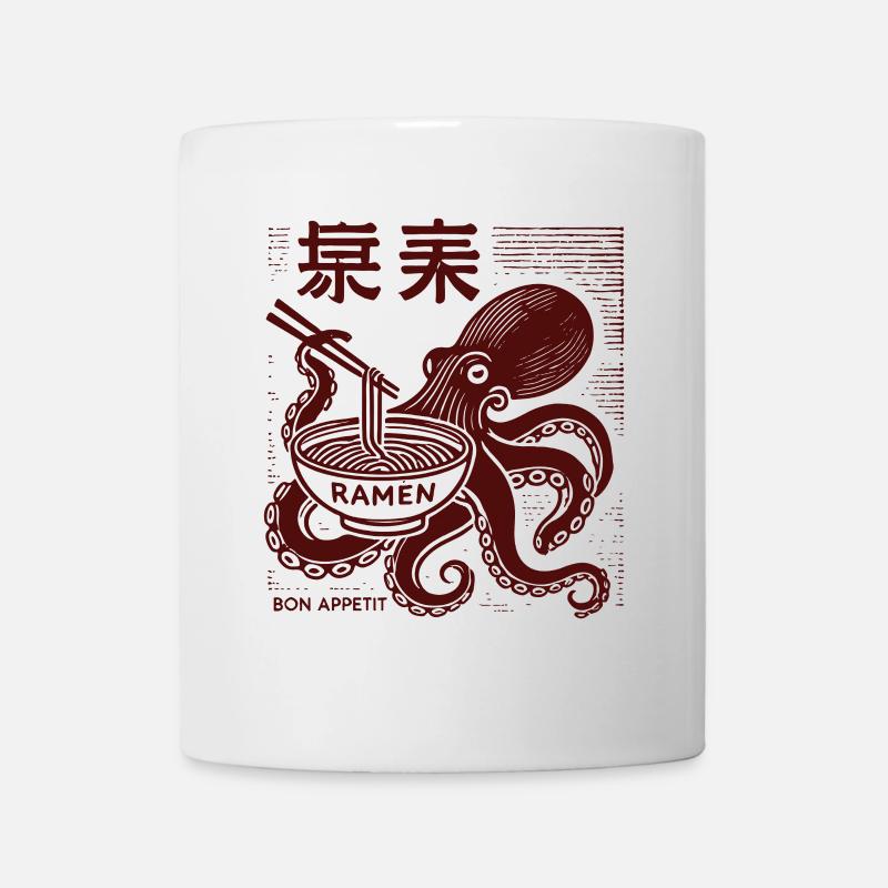 Ukiyo-E Ramen Nudeln Oktopus Retro Japan Stil - Tasse - Weiß