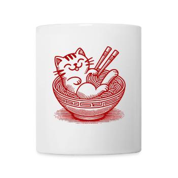 Kawaii Katze in Ramen Nudeln Japanisches Essen - Tasse - Weiß - Vorne