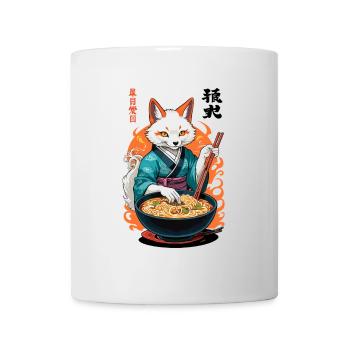 Kitsune Ramen Noodles Kawaii Japan Retro Ukiyo-e - Mug - white - Front