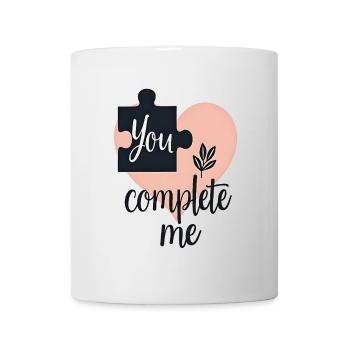 Du kompletierst mich Herzpuzzle - Tasse - Weiß - Vorne