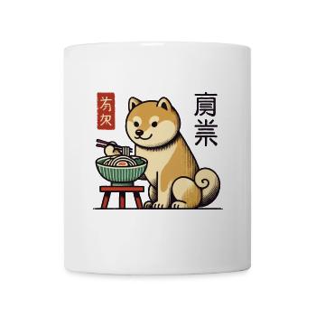 Ramen Nudeln essender Shiba Hund Japan Ukiyo-E - Tasse - Weiß - Vorne