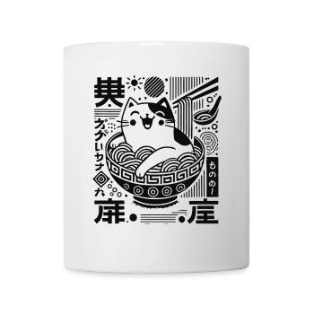 Japanese Retro Ukiyo-E Ramen Cat Noodles - Mug - white - Front