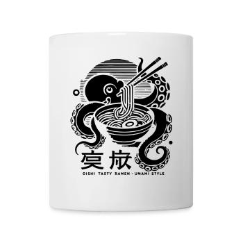 Poulpe mange des ramen Japon Retro Ukiyo-e - Mug blanc - blanc - Devant