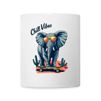 Elephant Skateboard Skater Chill Vibes - Mug - white - Front