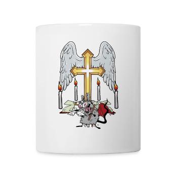 Kirchen Ratte Maus Kreuz Kruzifix Halloween - Tasse - Weiß - Vorne