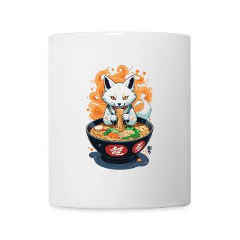 Kitsune Ramen Noodles Kawaii Retro Ukiyo-e Fox - Mug - white - Front