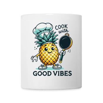 Cuisinez avec joie Ananas Chef Happy Cooking - Mug blanc - blanc - Devant