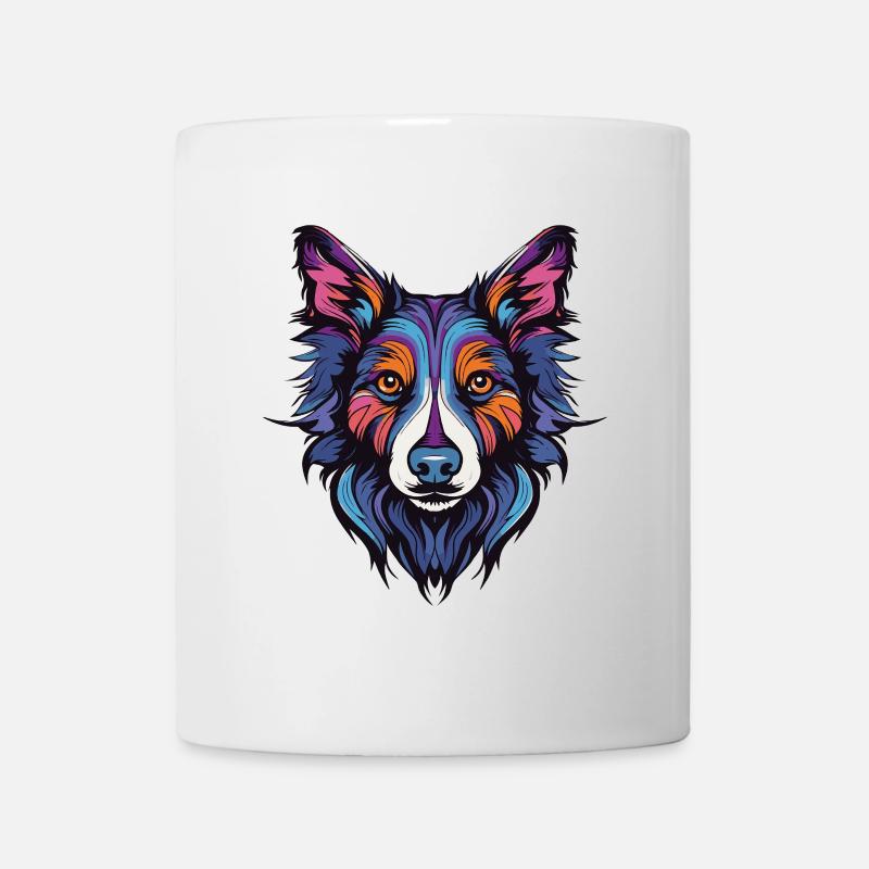 Border Collie Hund Portrait - Tasse - Weiß