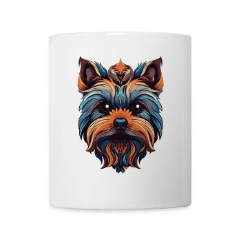 Yorkshire Terrier Hund Portrait - Tasse - Weiß - Vorne