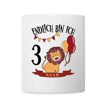 Anniversaire Lion 3 ans Leo Cadeau de fête - Mug blanc - blanc - Devant
