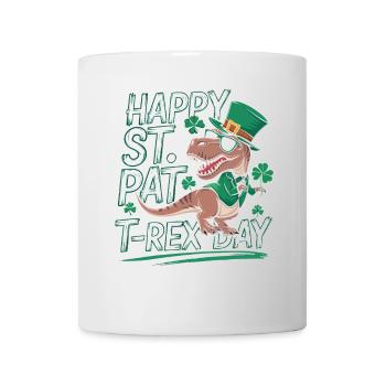 Happy St. Pat T-Rex Day Dinosaur T-Rex Shamrocks - Mug - white - Front