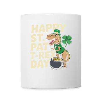 Happy St. Pat T-Rex Day Dinosaur T-Rex Shamrocks - Mug - white - Front