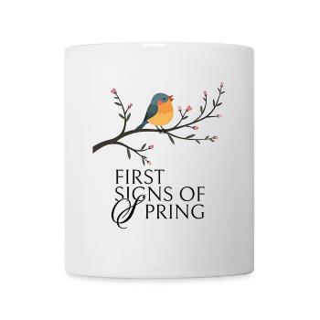 Vogel am Blütenzweig  - Tasse - Weiß - Vorne