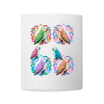Vogel Vögel Papagei Papageien Lorbeerkranz - Tasse - Weiß - Vorne