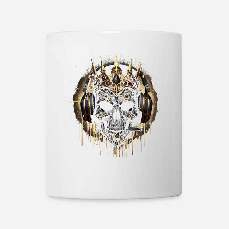 Gaming Skull Gold mit Headset und Krone - Tasse - Weiß