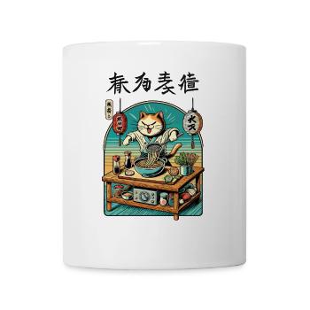 Kawaii Ramen Chef Cat Japan Ukiyo-E Retro - Mug - white - Front