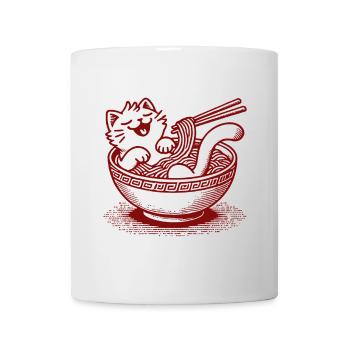 Ramen Nudeln Kawaii Katze Japanische Nudeln - Tasse - Weiß - Vorne
