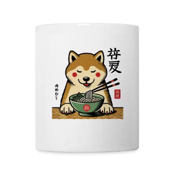 Shiba Dog Ramen Noodles Ukiyo-E Style Kawaii - Mug - white - Front